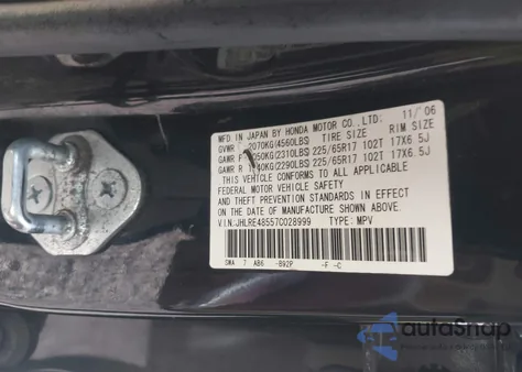 2007 Honda Cr-V Ex z USA, uszkodzony, nr VIN JHLRE48557C028999